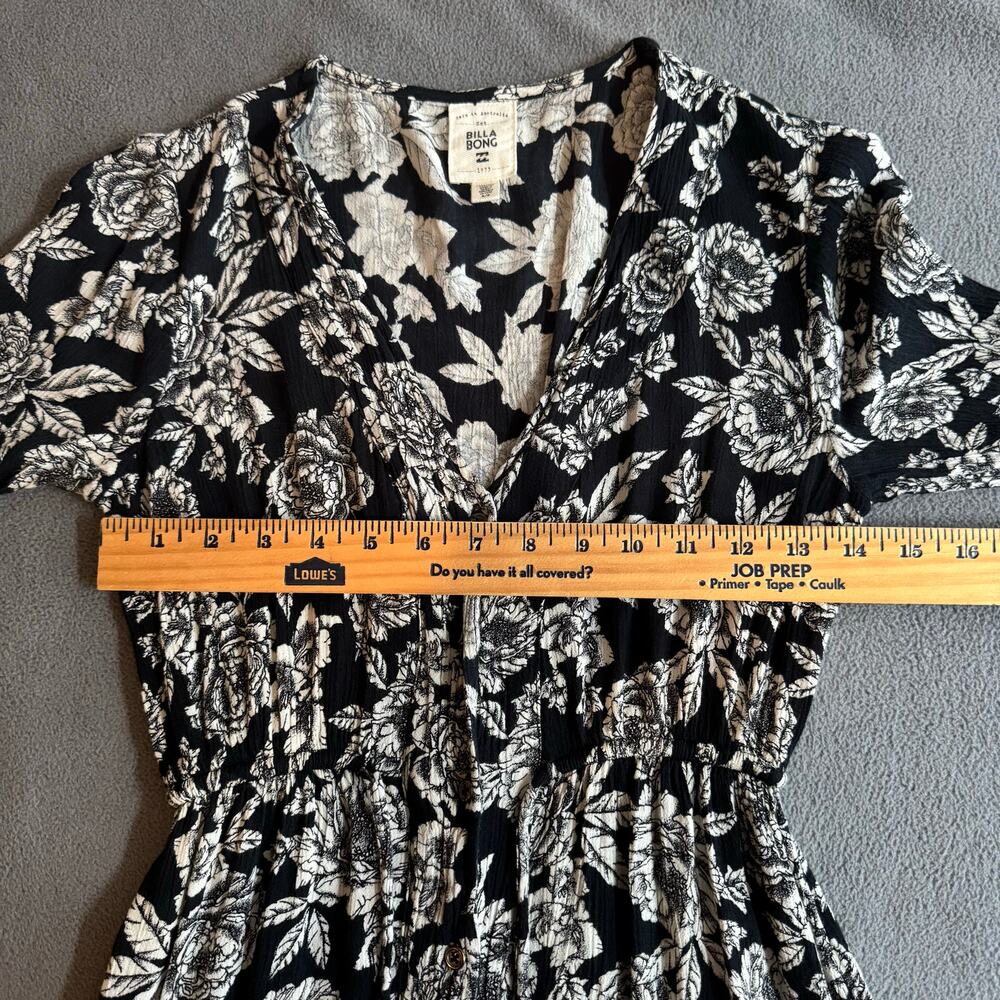 Billabong Allegra Floral Maxi Button Down Dress Womens S Black White Rayon - Picture 11 of 16